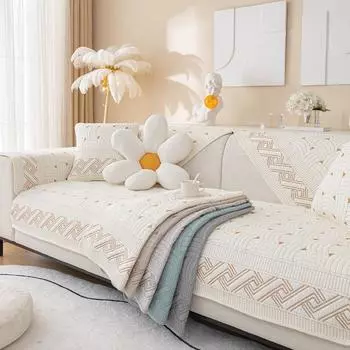 Универсальная хлопковая стеганая тканая диванная подушка Four Seasons, современная простая нескользящая диванная подушка с вышивкой, полотенце 70*70cm