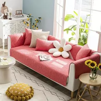 Универсальная хлопковая стеганая вышитая годовая кольцевая подушка для дивана на четыре сезона, современная простая однотонная тканевая диванная подушка, полотенце 70x70