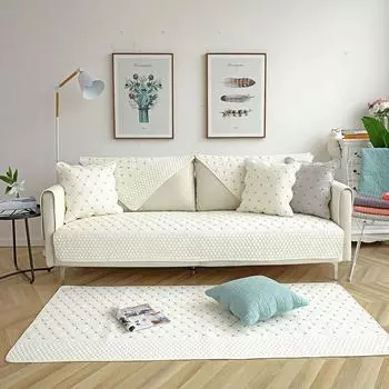 Универсальная хлопковая ткань для диванных подушек Four Seasons, современная простая двухсторонняя диванная подушка из чистого хлопка с вышивкой, зимние чехлы для диванов 70*70