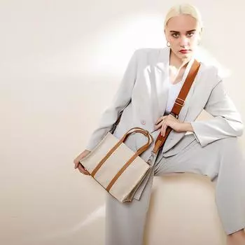 Универсальная холщовая сумка-портфель для женщин в корейском стиле, сумка через плечо большой вместимости чёрный