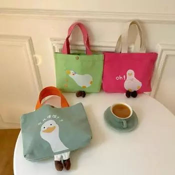 Универсальная холщовая сумка в виде утки, повседневная сумка для студенток, маленькая сумка, японско-корейская модная сумка Ins