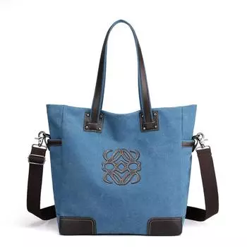 Универсальная холщовая женская сумка, модная сумка на плечо, повседневная сумка через плечо, длина 35 см, ширина 12 см, высота 37 см синий