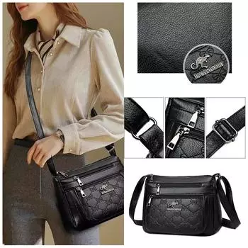 Универсальная и атмосферная женская сумка, мягкая кожаная сумка через плечо, модная сумка через плечо One Size