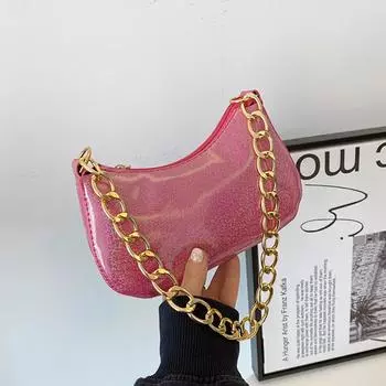 Универсальная индивидуальная простая однотонная сумка-цепочка женская сумка весна 2024 новый нишевый дизайн иностранный стиль сумка через плечо подмышку белый