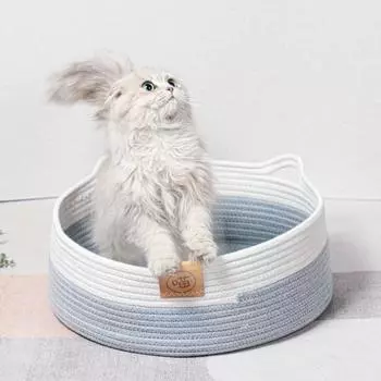 Универсальная когтеточка для кошек Four Seasons, сотканная вручную, гнездо из ротанга, питомник для собак, можно стирать L зелёный