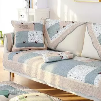 Универсальная корейская ткань Four Seasons с бантом для дивана, подушка с новой волнистой кромкой, минималистичный противоскользящий чехол, маленькая свежая комбинированная ткань с защитой от песка