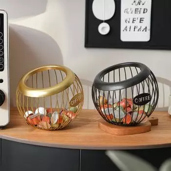 Универсальная корзина для хранения кофейных капсул, винтажная коробка для хранения кофейных капсул для домашнего кафе, ресторана, чайной комнаты, держатель для кофейных капсул золотой