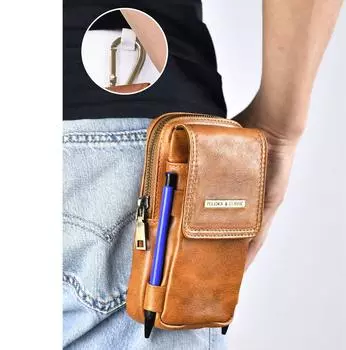 Универсальная кожаная поясная сумка, мужская сумка для мобильного телефона, большая вместимость, нулевой кошелек, поясная сумка, сумка для мобильного телефона, поясная сумка для альпинизма, спортивная сумка на молнии L серый