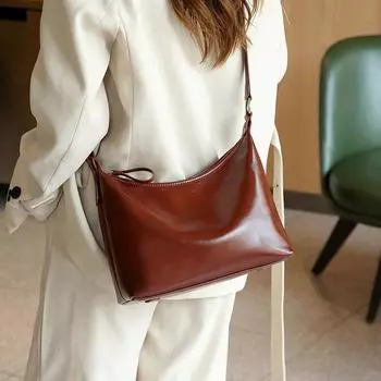 Универсальная кожаная женская сумка-мессенджер, модная, первый слой, из коровьей кожи, подмышечная сумка, простая, ретро-сумка