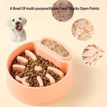 Универсальная круглая легкоочищаемая миска для собак, кошек, нескользящая, для медленной еды, принадлежности для кормления белый