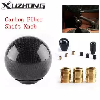 Универсальная круглая ручка переключения передач, рычаг переключения передач, овальная ручка из настоящего углеродного волокна с 3 адаптерами для большинства автомобилей красный