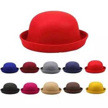 Универсальная круглая шляпа, имитация кашемира, шерстяная маленькая круглая шляпа, фланцевая шляпа для выступлений, мужская, женская и зимняя модная шляпа One Size тёмно-синий