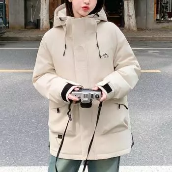 Универсальная куртка для пар с капюшоном и защитой от непогоды, идеально подходящая для зимней рабочей одежды M хаки