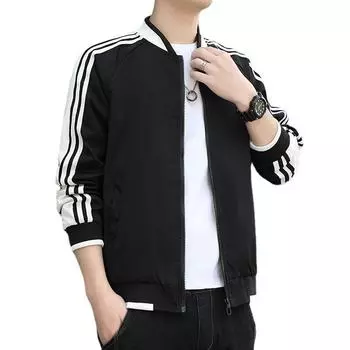 Универсальная куртка Мужская верхняя одежда Повседневный бейсбольный костюм Тонкая облегающая куртка XL чёрный