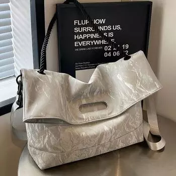 Универсальная летняя сумка-тоут высокого класса, женская модная сумка через плечо большой вместимости, дорожная сумка серебряный