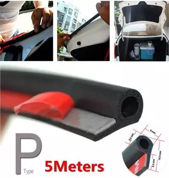 Универсальная малая P-образная 5-метровая уплотнительная лента для автомобильной двери, резиновая, шумоизоляционная, звукоизоляционная, пыленепроницаемая, уплотнительная лента, отделка для кромки двери автомобиля