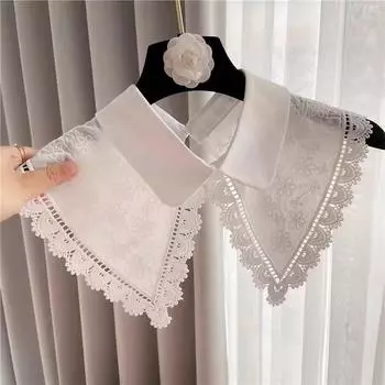 Универсальная маленькая шаль, модная вышивка, большой кукольный воротник, лацкан, свитер, свитер, украшение, поддельный воротник для женщин белый