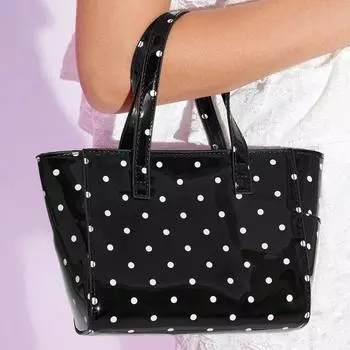 Универсальная маленькая сумка-тоут из лакированной кожи в горошек, летняя повседневная сумка ручной работы, симпатичная французская сумка через плечо для женщин белый