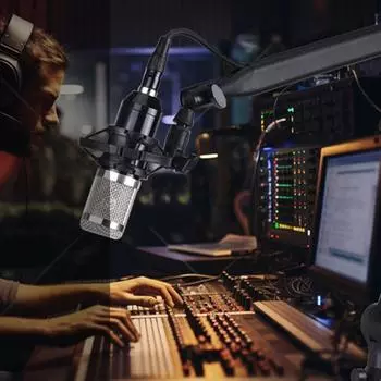 Универсальная микрофонная стойка с регулируемой штангой, держатель микрофона, кронштейн для записи видеотрансляций в реальном времени, черный