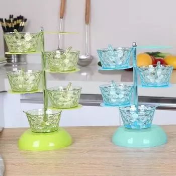 Универсальная многослойная конструкция, экономящая пространство, прозрачная сетка, вращающаяся банка для приправ, кухонные аксессуары, контейнер для специй Four Layer синий