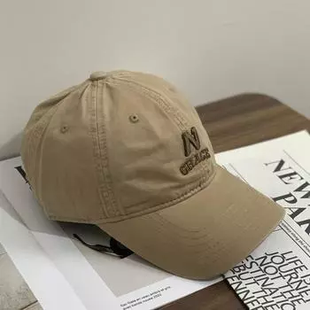 Универсальная модная бейсболка с объемной вышитой буквой N для мужчин и женщин, уличная кепка для пар с мягким верхом, показывающая маленькое лицо M56-58cm чёрный