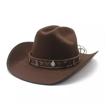 Универсальная модная черная шерстяная шляпа для мужчин и женщин в этническом стиле, ковбойская шляпа в стиле вестерн M56-58cm серый