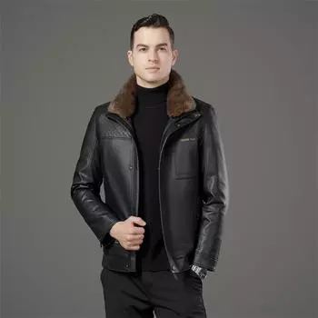 Универсальная мужская бархатная кожаная куртка осень и зима, новая высококачественная деловая повседневная ветрозащитная кожаная куртка M