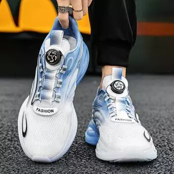Универсальная мужская обувь, дышащая, вращающаяся, сетчатая, повседневная, спортивная обувь, молодежная, на воздушной подушке, для бега, белая, модная обувь для папы 39