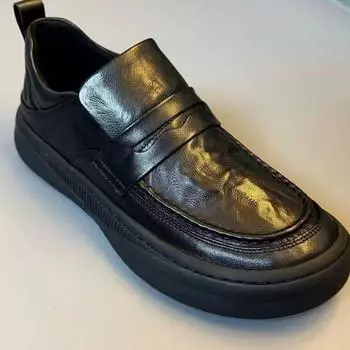 Универсальная мужская обувь из мягкой кожи, обувь Doudou 2024, мужская новая деловая обувь для отдыха, мягкие кожаные педали с круглой головкой и кожаной поверхностью, модная обувь 39 чёрный