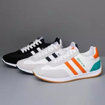 Универсальная мужская повседневная обувь для мужчин Кроссовки Мужская обувь Теннисная обувь класса люкс Дышащая трендовая обувь на плоской подошве для ходьбы и бега 39 чёрный