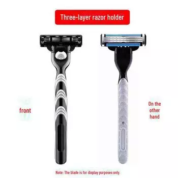 Универсальная мужская трехслойная ручная бритва с держателем и сменными лезвиями. Knife Box