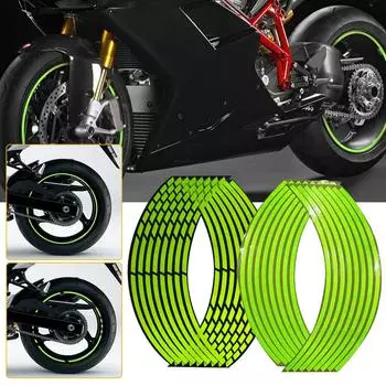Универсальная наклейка для мотоцикла, обод колеса, светоотражающие полосы, декоративная полоса, автомобиль, велосипед, мотоцикл, велосипед, флуоресцентная зеленая отделка