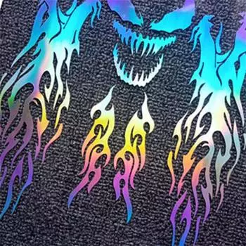 Универсальная наклейка для скутера/мотоцикла Пламя с лазерным узором, цветная, виниловая, водонепроницаемая