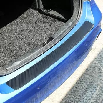 Универсальная наклейка на задний багажник, защитная пластина, накладка на задний бампер автомобиля, защита от царапин, наклейка, полоса, 3D пленка из углеродного волокна 3D104CM