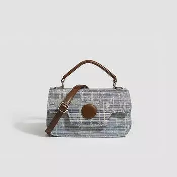 Универсальная нишевая модная высококачественная простая холщовая лоскутная сумка через плечо, подмышками, маленькая квадратная сумка синий