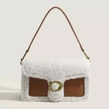 Универсальная нишевая новая стильная модная сумка через плечо из высококачественной овечьей шерсти Dionysian, плюшевая меховая сумка на одно плечо под мышками белый