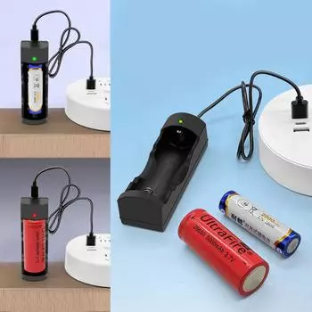Универсальная однослотовая зарядная док-станция типа C с кабелем передачи данных для литиевых аккумуляторов 18650 26650 16650, легкая