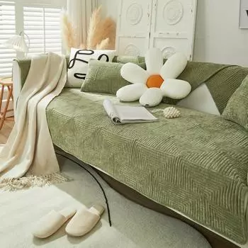 Универсальная однотонная диванная подушка Four Seasons из синели с вышивкой, современная простая нескользящая диванная подушка, полотенце 70*70cm