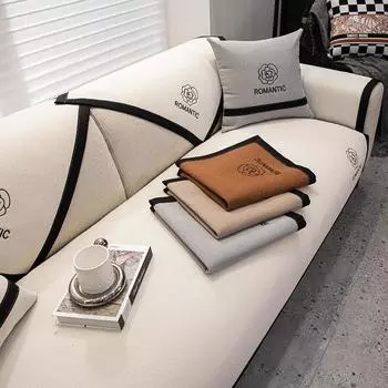 Универсальная однотонная плюшевая подушка для дивана с вышивкой Four Seasons, современная простая супермягкая однотонная нескользящая диванная подушка, полотенце 70*70cm