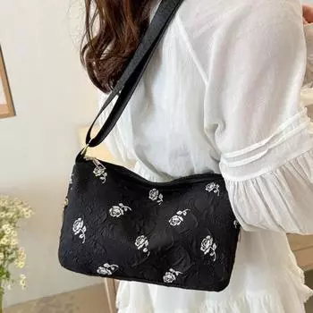 Универсальная плиссированная сумка через плечо для женщин, сумка-мессенджер, маленькая сумка-подушка со свежим цветком в японском и корейском стиле