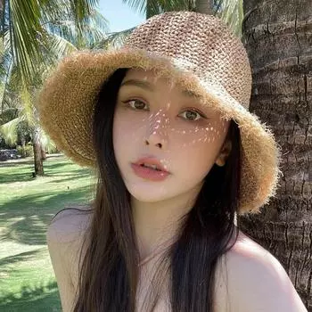 Универсальная пляжная шляпа для отдыха на море, солнцезащитный козырек, соломенная шляпа-ведро, складная пляжная шляпа Adjustable