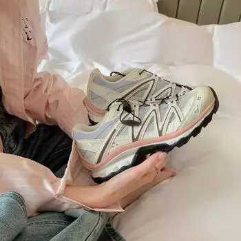 Универсальная по цвету повседневная спортивная обувь в стиле ретро с толстой подошвой и шнурком, женская обувь для папы из натуральной кожи 40 белый