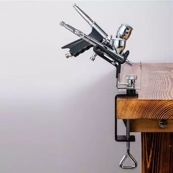 Универсальная подставка для аэрографа, практичная настольная подставка с зажимом, подставка для аэрографа, держатель для двух аэрографов для большинства аэрографов