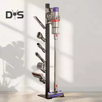 Универсальная подставка для пылесоса, не требующая сверления, простая сборка, металлические аксессуары для пылесоса, держатель для насадок с крючками для хранения чёрный