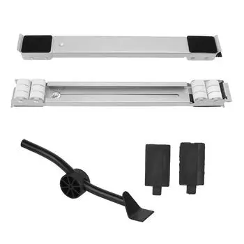 Универсальная подставка на роликах для бытовой техники, грузоподъемность 300 кг, выдвижные подвижные ролики, основа с ломом серебряный