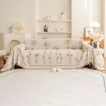 Универсальная подушка для дивана Four Seasons, новинка 2024, универсальный чехол для дивана из синели, полотенце, полностью покрытый чехол, подушка против царапин 180*130cm серый