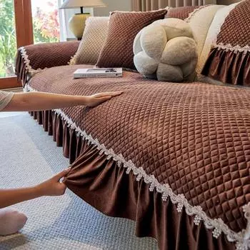 Универсальная подушка для дивана Four Seasons, фланелевый чехол для дивана, однотонная подушка для дивана в европейском стиле, нескользящая подушка для дивана Hemline 80x80cm 1pcs