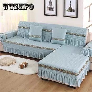 Универсальная подушка для дивана Four Seasons, европейская современная простая нескользящая подушка для дивана, чехол для дивана, все включено, комбинированный чехол для дивана для гостиной 110x110cm синий
