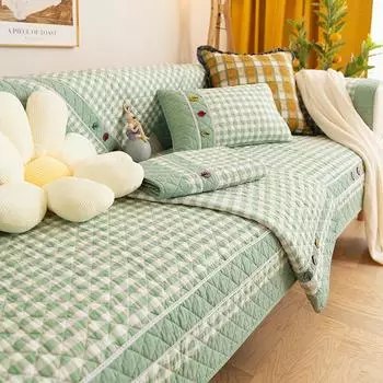 Универсальная подушка для дивана из чистого хлопка на четыре сезона, противоскользящая тканевая подушка для сиденья, простой современный чехол для дивана из цельного дерева 70*70cm