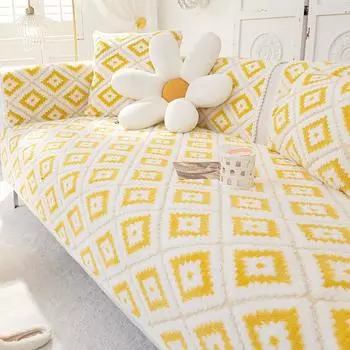 Универсальная подушка для дивана на четыре сезона, зимняя утолщенная флисовая Нескользящая теплая зимняя высококачественная кожаная ткань для дивана 70*70cm